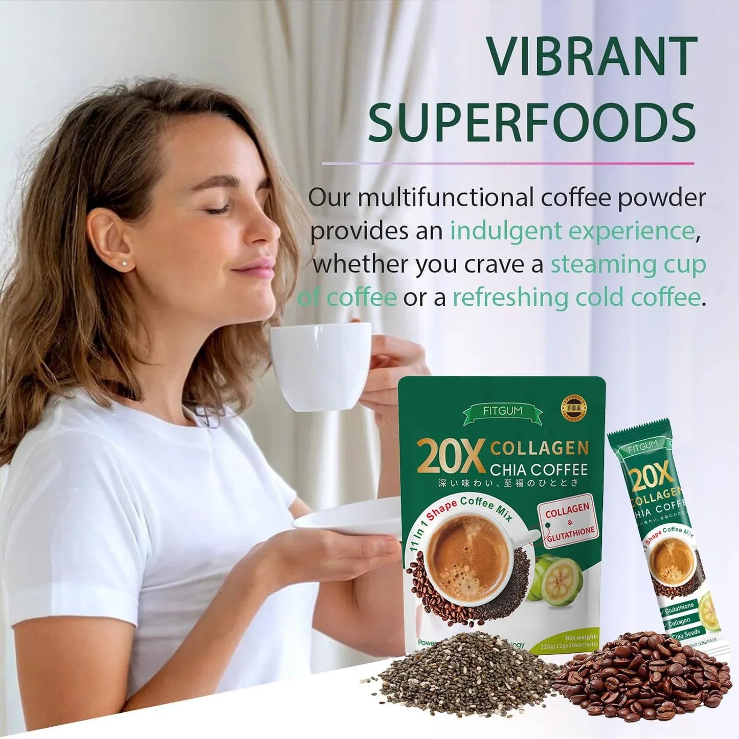 Fitgum Collagen Chia Coffee