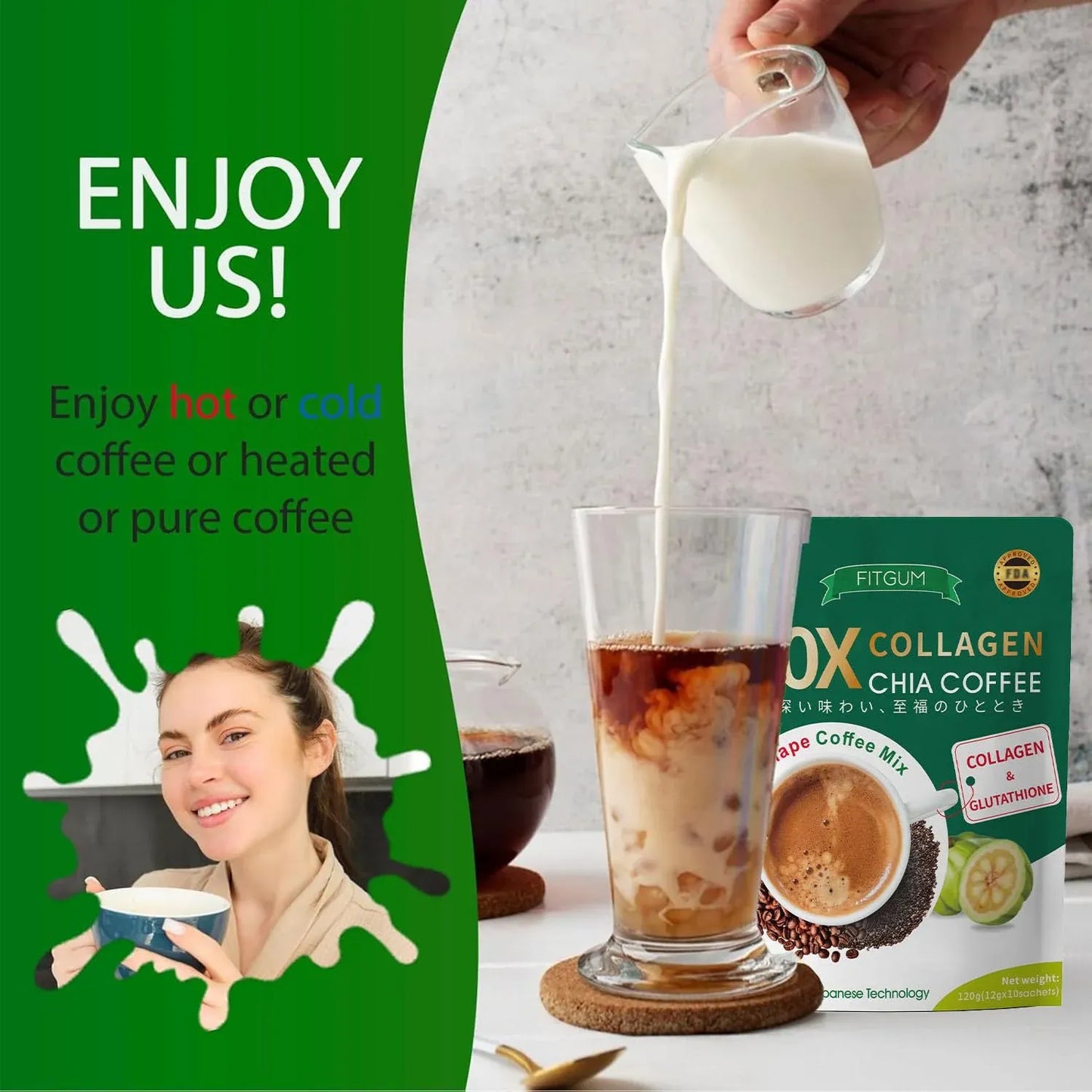 Fitgum Collagen Chia Coffee